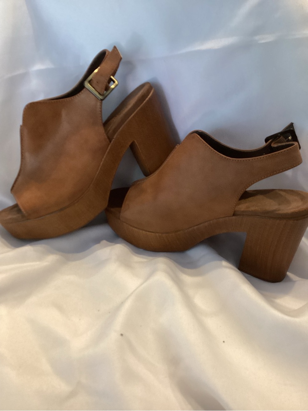 Women's Brown Platform Slingback Heels